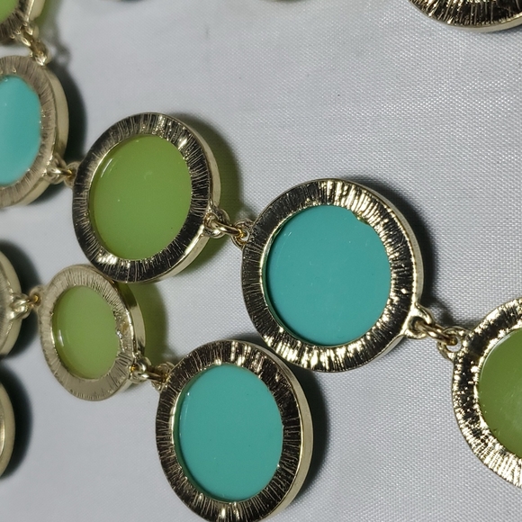 Gold Summer Statement Necklace With Glass Stones - Picture 5 of 5